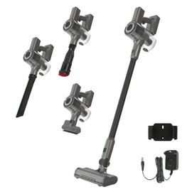 Cordless Vacuum Cleaner 4-in-1, Rechargeable Stick Vacuum with Removable Battery, 15kPa Suction, 45 Mins Runtime, Multiple Filtration System, Wall Mount Charging, for Home Floor Bed Pet Hair