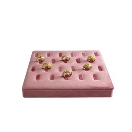 SCIKHEFT Jewelry Rack Display All Pink Velvet Cloth Window Necklace Ring Jewelry Display Props High-End Display Props (Bevel Ring Holder)