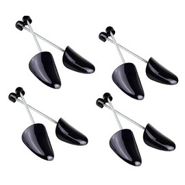 TOPWEL 4 Pairs Black Plastic Shoe Tree Stretcher Shaper Adjustable Length Boot Holder Organizers Shoe Shape Support with Tension Spring Coil(Men Size)