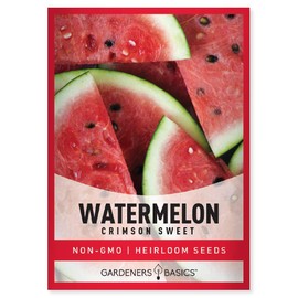 Gardeners Basics, Watermelon Seeds for Planting - Crimson Sweet Heirloom Variety, Non-GMO Fruit Seed - 2 Grams of Seeds Great for Outdoor Garden
