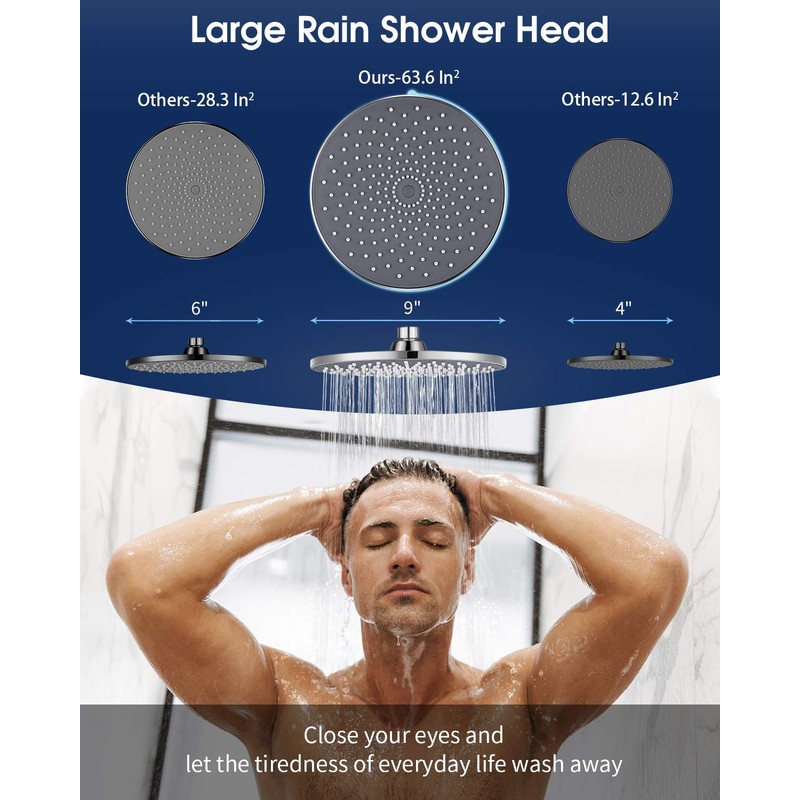 Large Shower Head VMASSTONE 9In High Pressure Showerhead - Tool