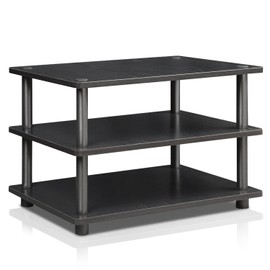 FURINNO Turn-N-Tube Easy Assembly 3-Tier Corner TV Stand, Blackwood/Black