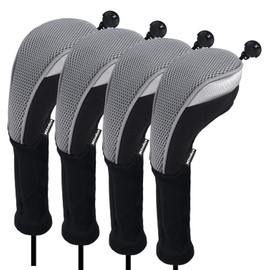 Andux 4pcs/Pack Long Neck Golf Hybrid Club Head Covers Dial No. Tag CTMT-02 Grey