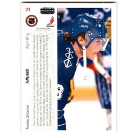 1991-92 Upper Deck Hockey #21 Teemu Selanne Rookie Card RC Hockey Card Finland