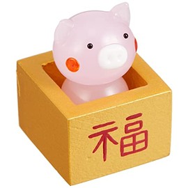 かわいい ブタ 手作り ガラス細工 金の枡入り ブタ CYK1208
