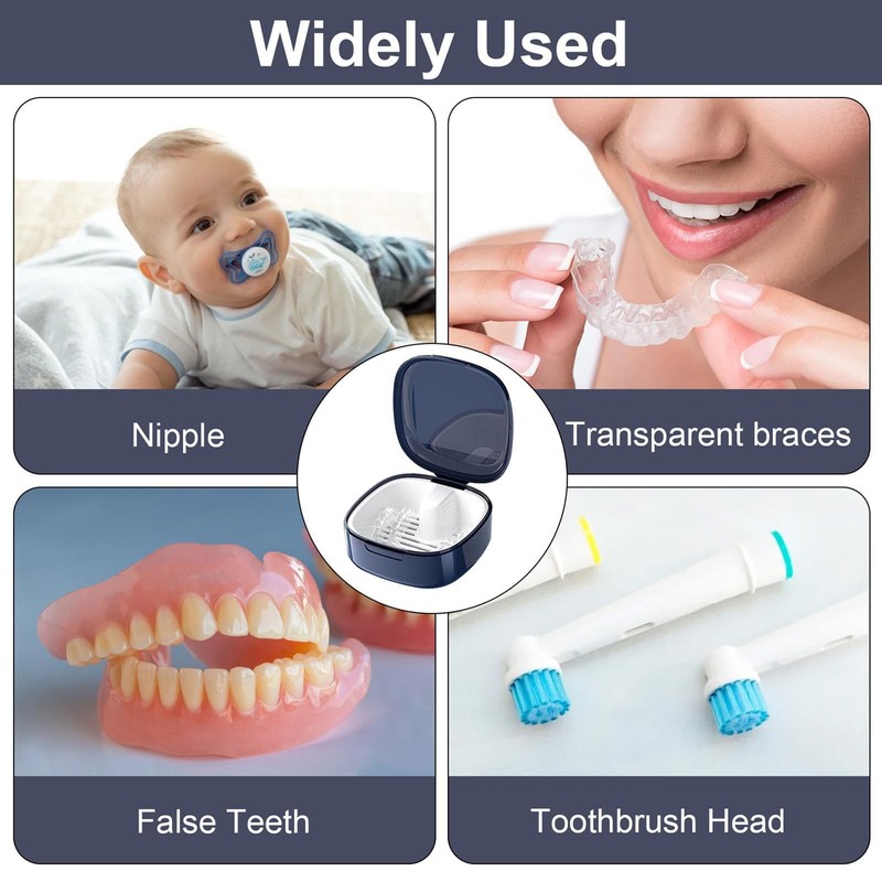 Jidyllic Denture Box with Strainer, Denture Box, Denture Container, Portable