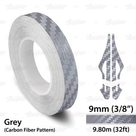 3/8" | 9mm Self-Adhesive Vinyl Pin Stripe Roll Decal Sticker Tape 32ft 9.80m - CARBON FIBER GRAY, Universally Compatible for Cars, Trucks, Vans, Motorcycles, Bikes, Helmets, Arts & Crafts