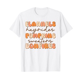 Flannels Hayrides Pumpkins Bonfires Fall Retro Vintage T-Shirt