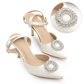 Perphy - Zapatos de tacón de aguja con correa al tobillo para mujer, Blanco, 24 cm