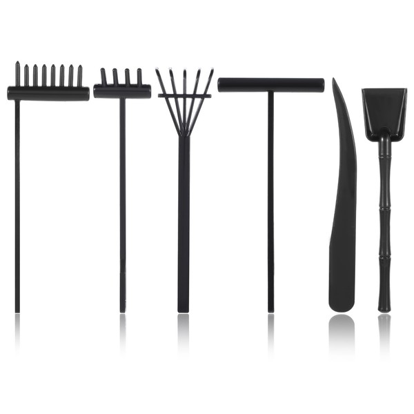 JJUNW 6 Pcs Mini Zen Garden Kit, Zen Garden Rake