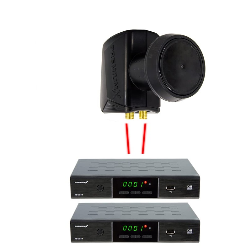 PremiumX Twin LNB Black SAT Direct Connection 2 Subscribers Satellite