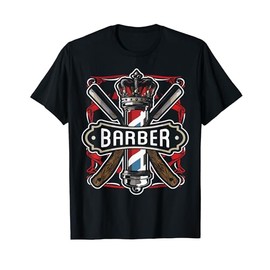 Barber Pole Vintage Cool Outfit Hairdresser Razors Gift T-Shirt