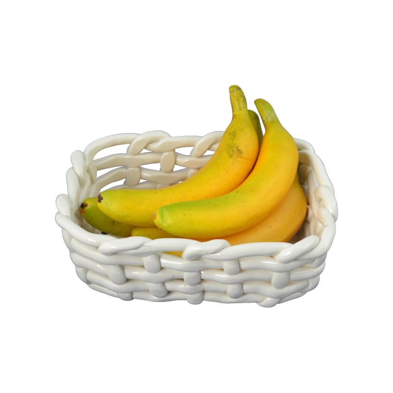 Capodimonte 9" Inch Spaghetti Style Ceramic Rectangular Basket