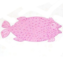 Itian Fish Bath Shower Mat with Non-Slip Suction Cup, Non-Slip Bath Mat Massage Shower Bath Mat for Baby Children (Pink)
