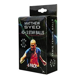 Sure Shot Matthew Syed 40+ 3 Star Table Tennis Balls, Pack of 6, White