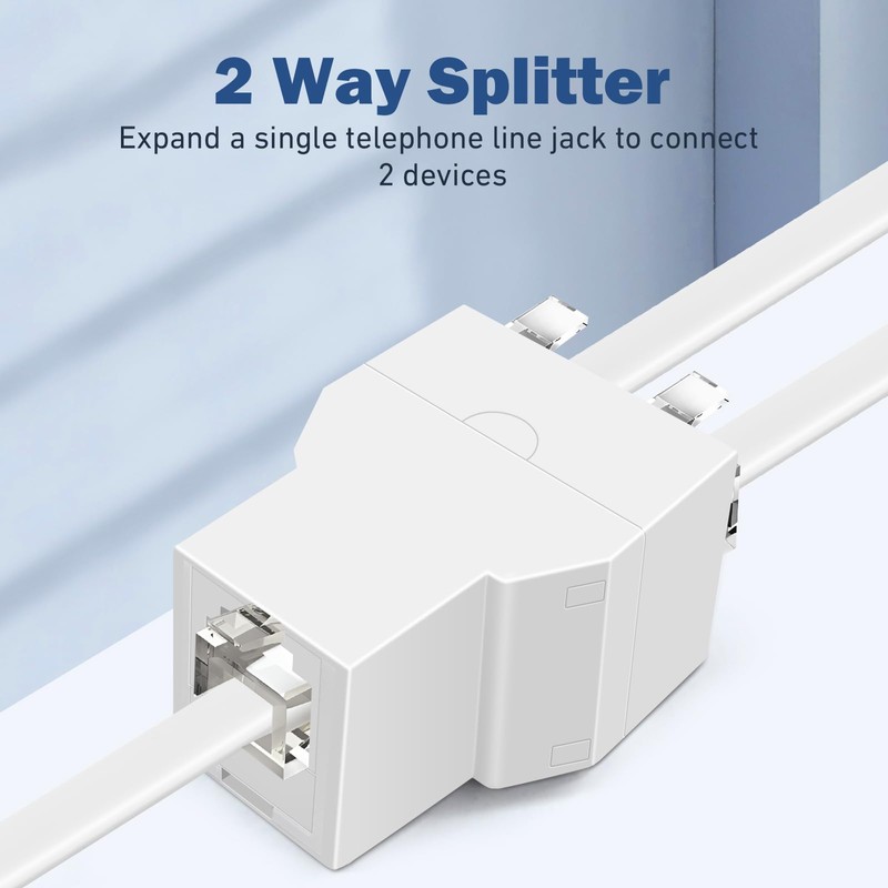 moeverEX Phone Jack Splitter for Landline Telephone 1 in 2