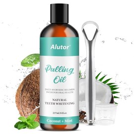 Coconut Oil Pulling for Teeth with Tongue Scraper - Alcohol Free Mouthwash for Fresh Breath
