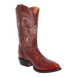 The Western Shops Men's genuine Leather Lizard Print J Toe Cowboy Boot (11, Wine)