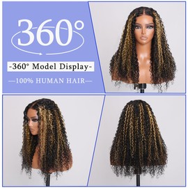 Ombre Bob Wig Human Hair 220% Density Deep Wave Wig Highlight Bob Lace Front Wigs Human Hair Balayage Glueless Wigs Human Hair Pre Plucked Pre Cut Bob 7x5 1b/27 Curly Highlighted Wig Human Hair14inch