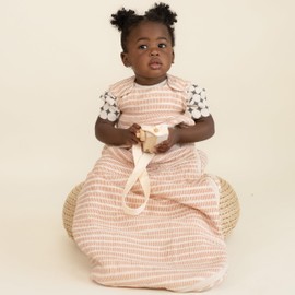 MakeMake Organics GOTS Certified Infant Baby Unisex Organic Cotton Muslin Baby Wrap - Comfort, Cozy Warmth for Your Little One - Dash Lines Print, (3-24 Months)