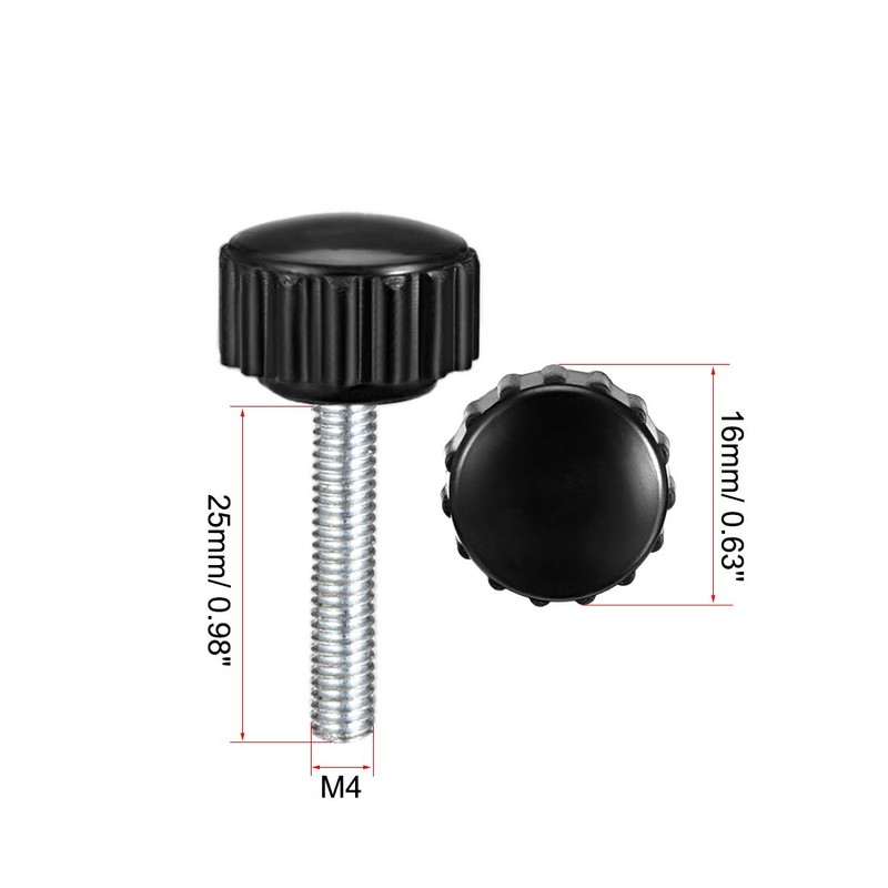 sourcing map M4 x 25mm Metric Male Thread Knurled Clamping