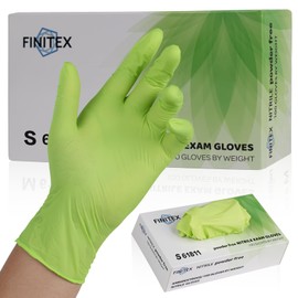 FINITEX Nitrile Gloves Disposable Latex-Free Gloves - 3.5mil Powder-Free Food Cleaning Medical Exam 100PCS Gloves(Green (Small 100))