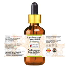 Greenwood Essential Pure Bergamot Essential Oil (Citrus Bergamia) with Glass Dropper Natural Therapeutic Grade Steam Distilled 50 ml (1.69 oz)