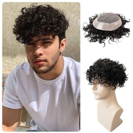 Lordhair- El tupé rizado para hombre Lordhair utiliza cabello 100% humano, más real y natural.