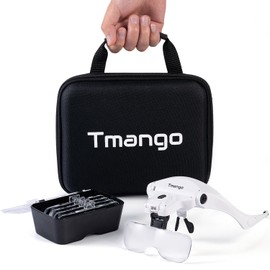 TMANGO Magnifying Glasses with Light for Close Work, Magnifying Headset with Light, Lighted Headband Magnifier with Storage Case for Jewelers, Eyelash, Watch Repair or Cross Stitch