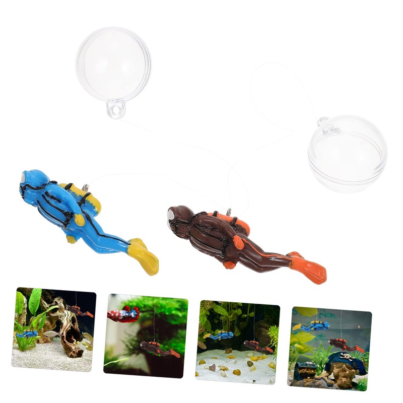 iplusmile 4sets Aquarium Diver Ornament Creative Floating Decor for Fish