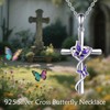 ONEFINITY Cross Necklace 925 Sterling Silver Butterfly Cross Pendant Religious