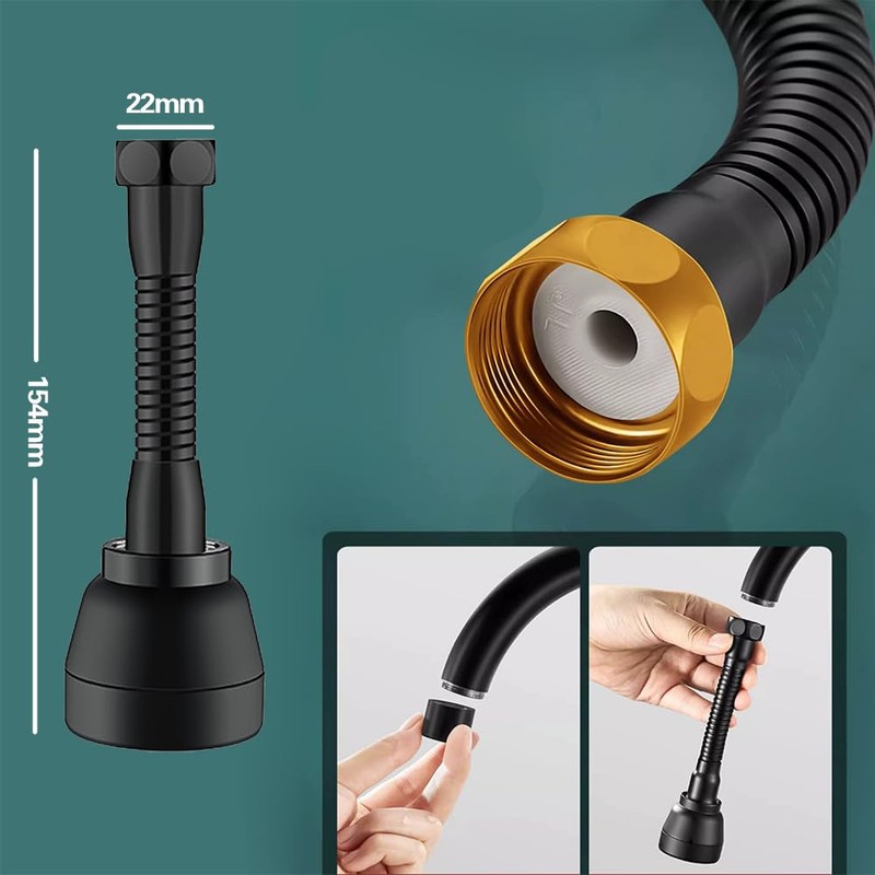 DZGUAI 360° Rotating Splash-Saving Faucet Kitchen Faucet Extension with Universal