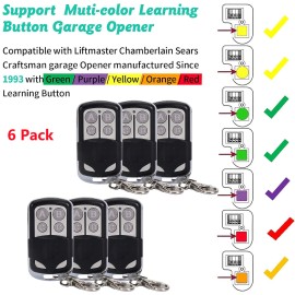 Unbranded Universal Garage Door Remote for Liftmaster Craftsman Chamberlain Opener Control - 6 Pack Remotes & Keychain