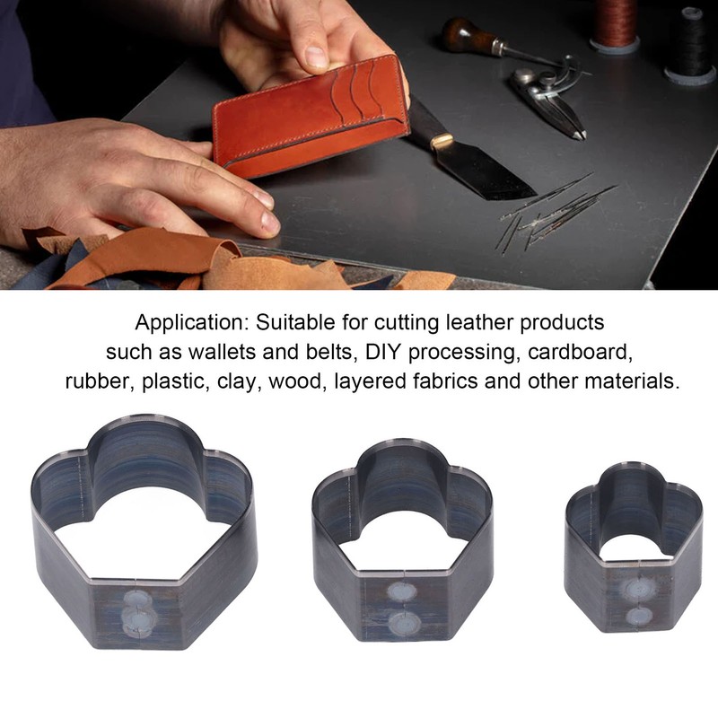 3Pcs Crown Shape Leather Punching Die Set Cutting Knife Kit