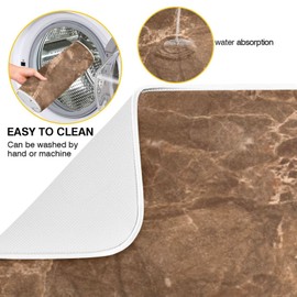 Brown Marble Texture Microfiber Dish Drying Mat Absorbent Dish Draining Mat Large Size 18 x 24 Dishes Drainer Mat for Countertop Dish Drying Pads