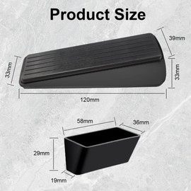 Ruayia Door Stopper Floor Door Wedge Rubber 1 Piece Black Door Stopper Wedge Stainless Steel Holders Non-Slip Scratch-Resistant Non-Toxic No Unpleasant Odour Also on Carpet Tiles Wood All Floors -