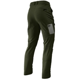 FFEATIANDY Men's Lightweight Hiking Pants Quick Dry Waterproof Stretch Travel Fishing Camping Work Cargo Pants Zipper Pockets Army Green XXL