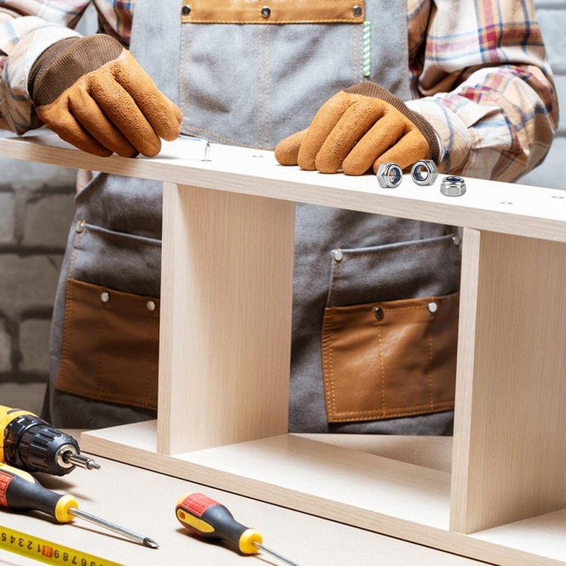 Nuts M6 Stainless Steel Nuts, 34 Pieces Hex Nuts, Self-Locking