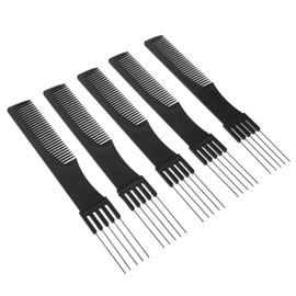 TOVINANNA Ergonomic Design Hair Comb Set Metal Hair Steel Needle Comb 2-in-1 Styling 5 Pieces