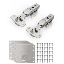 ROFMAPLE 2 Pack Full Overlay Soft Close Cabinet Hinges with 4 pcs Hinge Repair Plate, Kitchen Door Hinge, Stainless Steel Cupboard Door Hinge with Screws