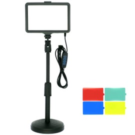 XISI USB LED Tabletop Video Camera Photography Light, 10 Levels of Dimming, 3000-6500K, Warm Color, White, Cool Color, Adjustable, 180° Angle Adjustment, 4 Colors Oscillating Color Filter Included, For YouTube ZOOM Live Broadcasting, Product Photography,