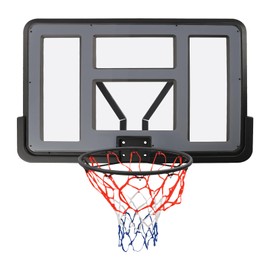 Wall Mounted Backboard & Basketball Hoop, 44Inch PET Shatter Proof Backboard Competition Combo Professional Rim Combo for Adults Swimming Pool Home Club