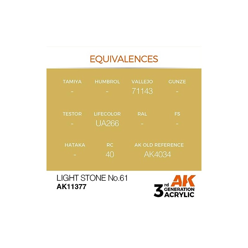 AK Acrylics 3Gen AFV AK11377 Light Stone No.61 (17ml)