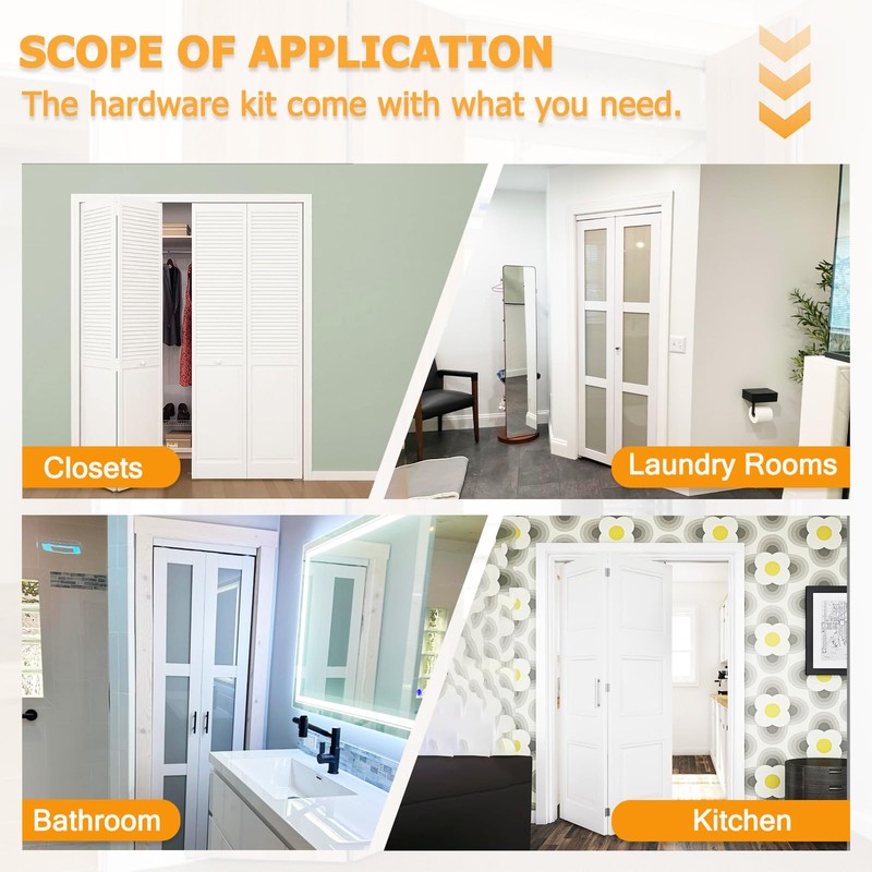 LANMIERT Bifold Door Hardware with Track, 30-Inch Bi-fold Closet Door