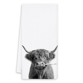 OSLYSOF Funny Farmhouse Cow Hand Towels for Bathroom Washroom, Cow Bathroom Decor, Cows Lovers Gifts for Women, Funny Animal Western Cows Bathrooms Hand Towels, 16x24 Inch