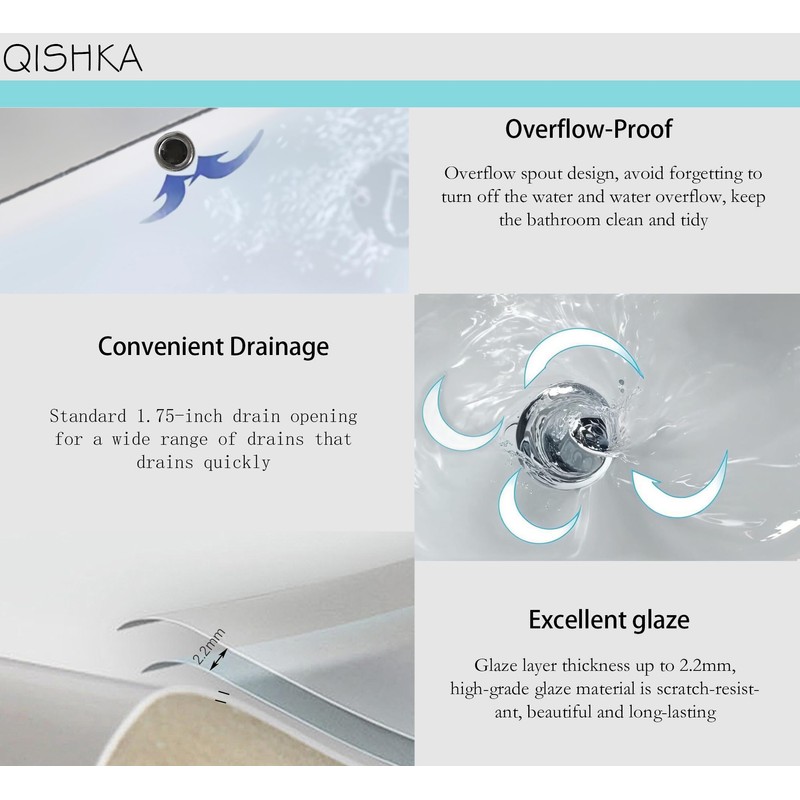 Wall Mount Corner Bathroom Sink, QISHKA 12" X 12" Square