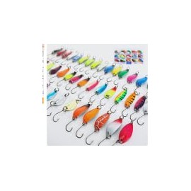 WwuHua Spoons Trout Set, Jig Spinner Set, 45 Pieces Trout Bait, Rubber Fish Set 2 g / 2.5 g / 3 g / 3.2 g / 3.5 g / 4.5 g / 5 g Spoon Bait, Blinker Fishing Set with Box for Pike, Zander, Perch, Trout
