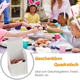 16 White Gift Boxes Kraft Paper, 10 x 10 x 10 cm Gift Box Small, Cardboard Boxes, Paper Boxes with Lid, Gift Boxes Square for Gifts, Party, Wedding, Birthdays