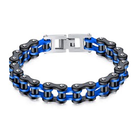 ATEIELLI Men's Bracelet Stainless Steel Two-Tone Bicycle Chain Black Bracelets Men Gift JWB300, Stainless Steel