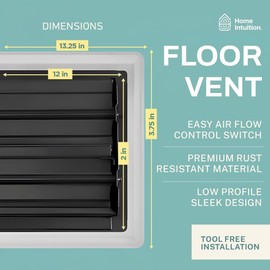Home Intuition Contemporary 2x12 Inch Decorative Floor Register Vent with Mesh Cover Trap, Light Grey